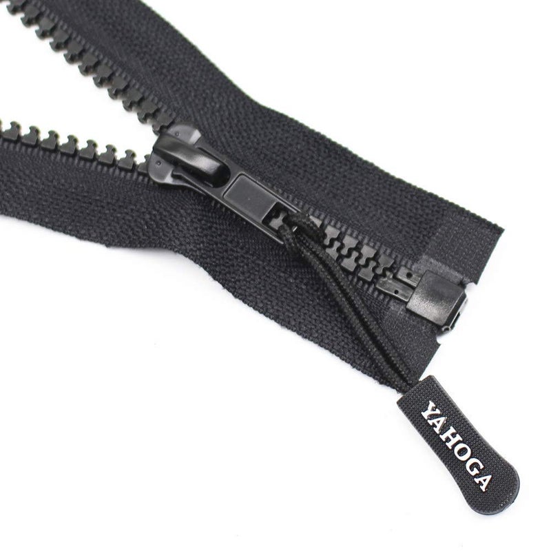 YaHoGa 2PCS #5 28 Inch Separating Jacket Zippers for Sewing Coats Jacket Zipper Black Molded Plastic Zippers Bulk (28" 2pc) - Image 5